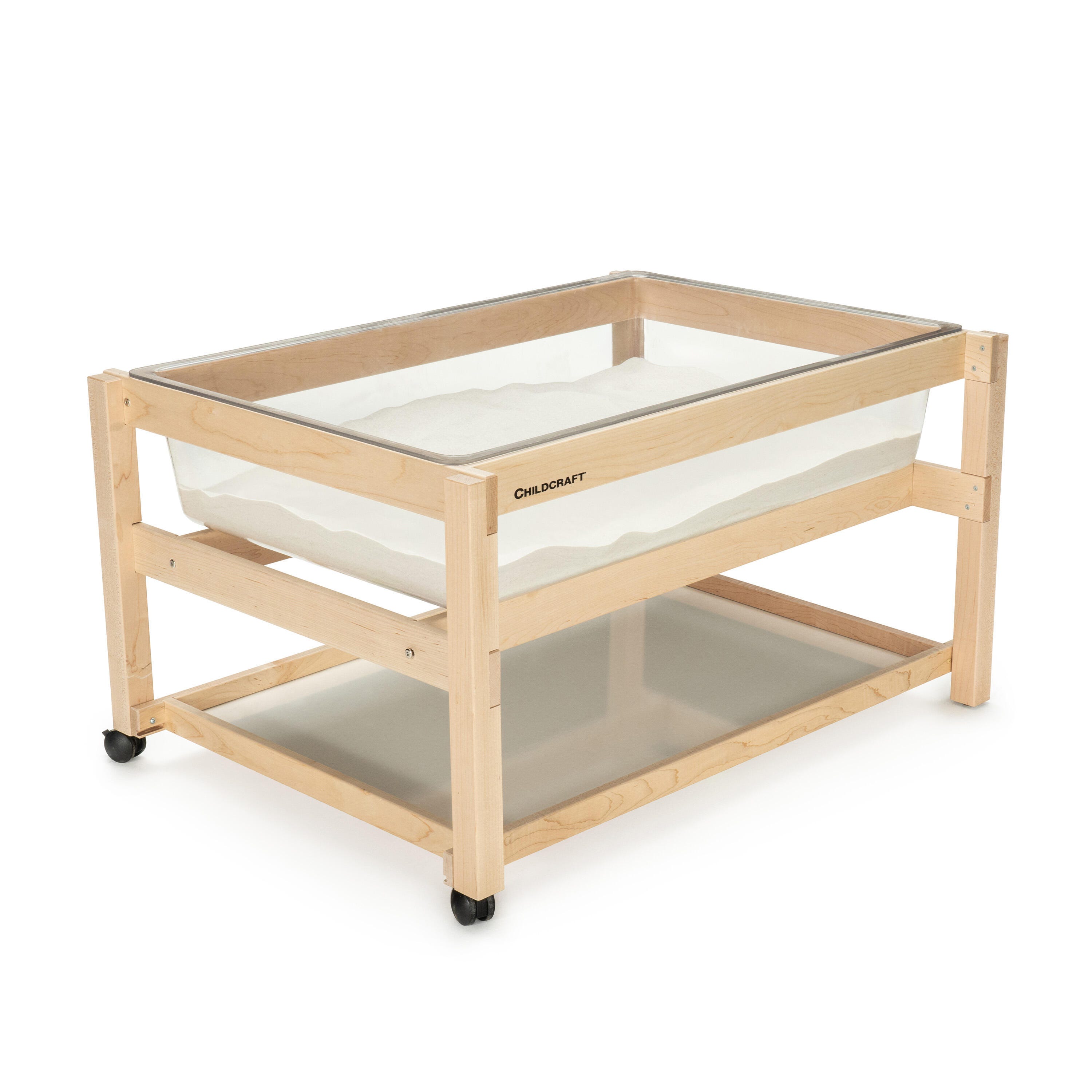 Childcraft Sand and Water Table with Shelf and Clear Tub, 42-3/8 x 30-1/8 x 23 inches, Wood 296585